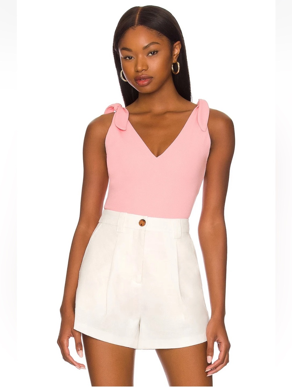 Show Me Your Mumu Kylo Pink Tie Strap Bodysuit Textured M